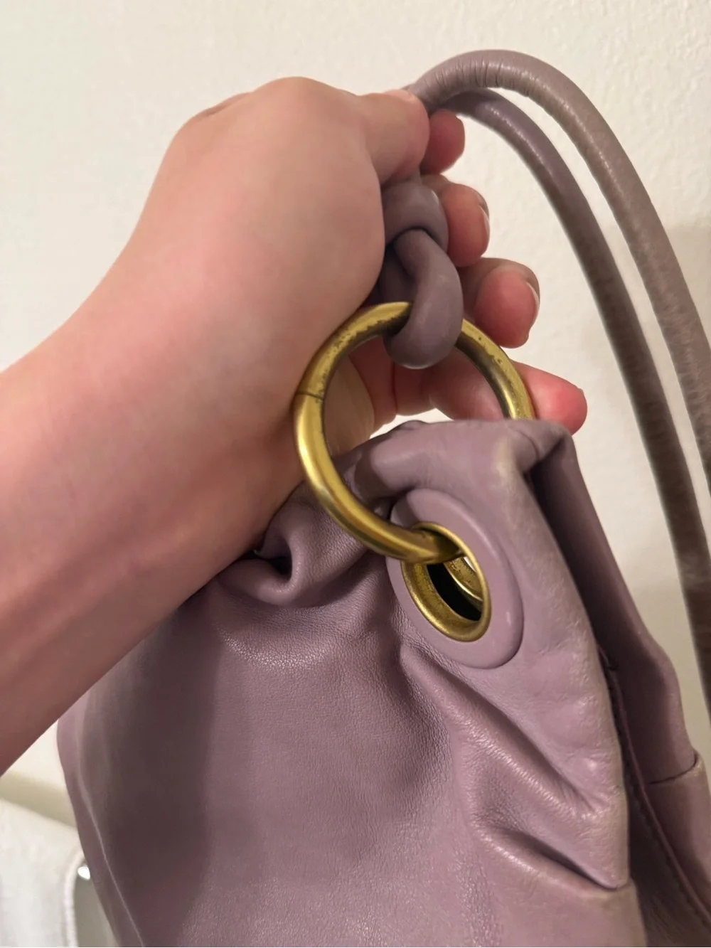 Rare Coach light purple leather shoulder bag, hobo/y2k USED!